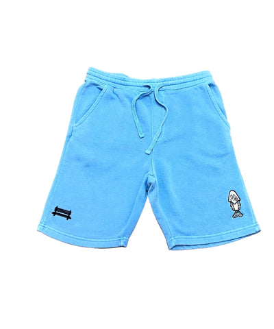 a. “Double Logo Tee” Carolina Blue Sweat Shorts